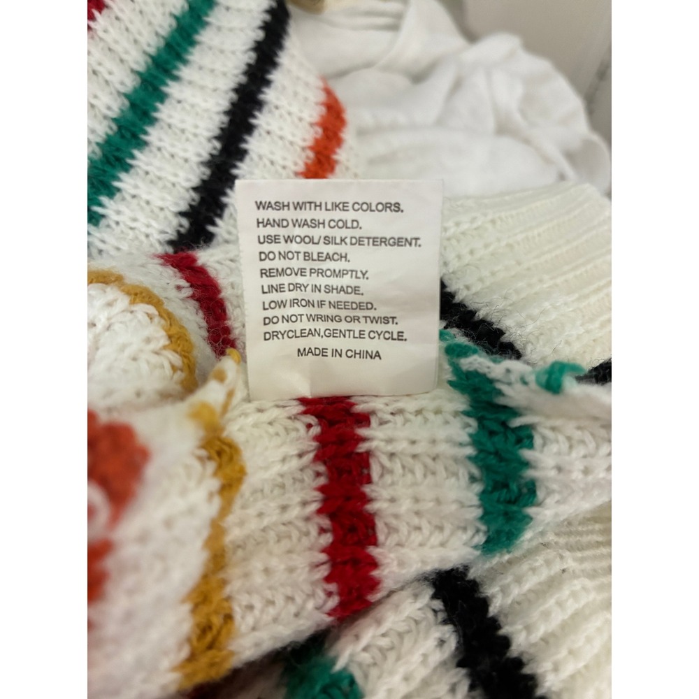 Unbranded Retro Striped V-Neck Sweater Vest White Multi-Color Acrylic XL Mens - Picture 5 of 5